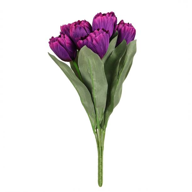TIED RIBBONS Tulips Decorative Artificial Flower Bunch Purple Tulips Artificial Flower