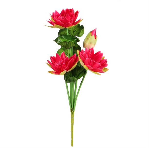 TIED RIBBONS Artificial Lotus Lily Flower Bunch Red Lily Artificial Flower