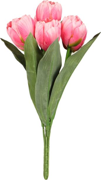 TIED RIBBONS Artificial Tulips Flower Bunches Pink Tulips Artificial Flower