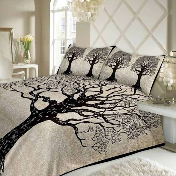 FrionKandy Living 104 TC Cotton Double Self Design Flat Bedsheet