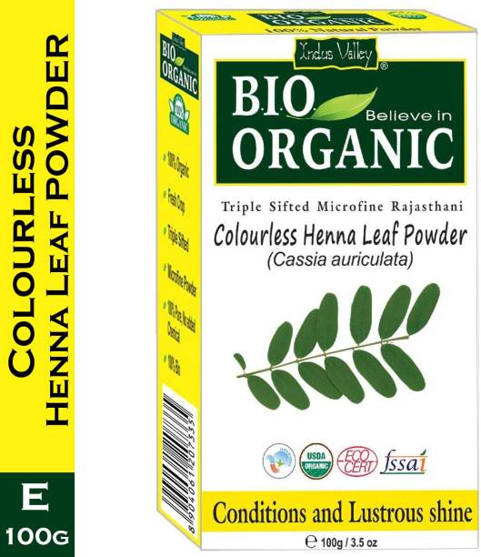 Indus Valley Bio Organic 100% Pure Colourless Henna Leaf Powder