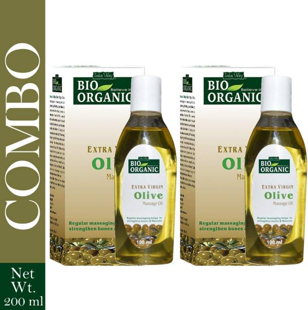 Indus Valley BIO Organic Extra Virgin Olive Massage Oil - Twin Pack