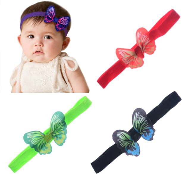 BABYMOON (Set of 3) Kids Baby Headbands, Butterfly Baby Kids Hairbands, Kids Baby Hair Accessories Hair Band Head Band