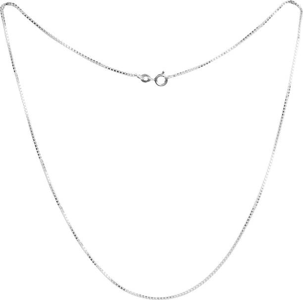 Femme Jam 925 Hallmark Silver | With Certificate of Authenticity | 20 Inches | Thin Unisex Bar Chain White Gold Precious Chain