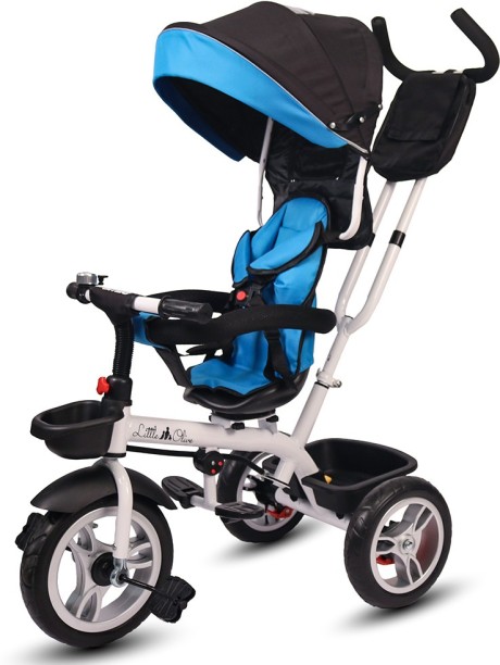 Baby Trike with Push Handle 6 Years【US Spot】 Blue Kids Tricycle Folding Baby Tricycle Adjustable Canopy,Tricycle Stroller Toddler Bikefor Children Aged 6 Months 