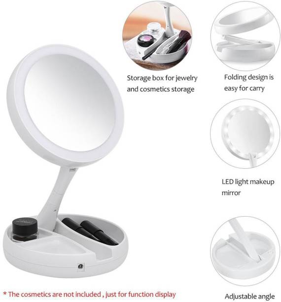 Toxen Home Travel Vanity Make up Mirror fordable Led Light Round Make up Mirror