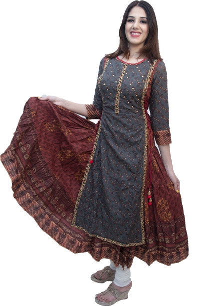 double layer kurti with side dori flipkart