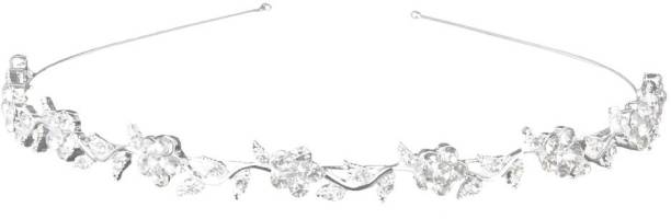 Power Up Alloy & Rhinestone Crystal Flower And Leaves Headband Wedding Tiara Hair Accessory Set