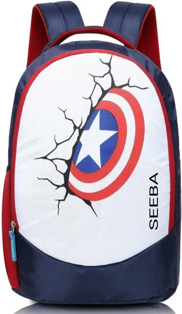 SEEBA Unisex Stylish Designer Printed Captain Shield School Bag Collage Bag Multipurpose Backpack Waterproof Backpack