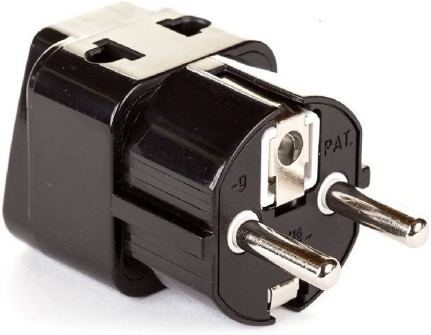 OREI India to European Schuko (Type E/F) Travel Adapter Plug - 2 in 1 - CE Certified - Black Color Worldwide Adaptor