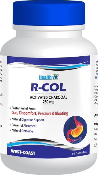 HealthVit R-COL Activated Charcoal 250mg – 60 Capsules Unflavored Capsules