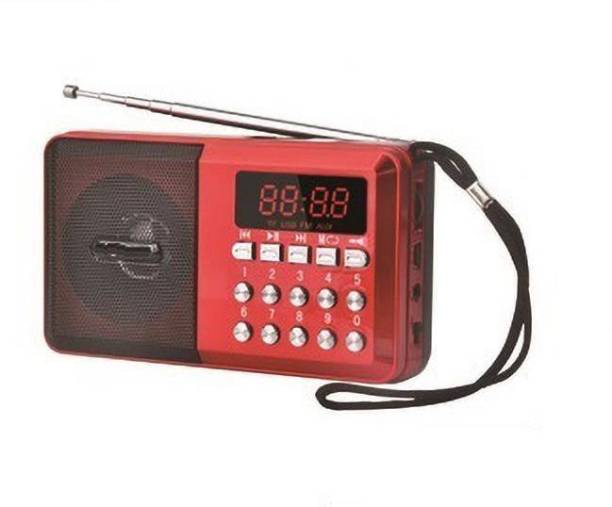 SaleOn Rechargeable Outdoor Fm Radio Speaker with MP3 TF Memory Card USB Earphone Jack and Led Light (Red) -464 FM Radio