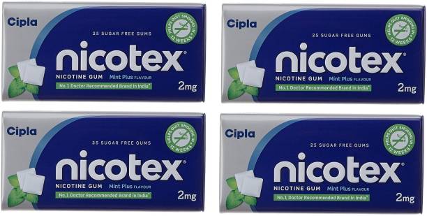 Nicotex Nicotine Sugar Free Mint Plus Gums 2mg | Helps to Quit Smoking | WHO - approved Therapy | 25 Gums each Tin | Smoking Cessations