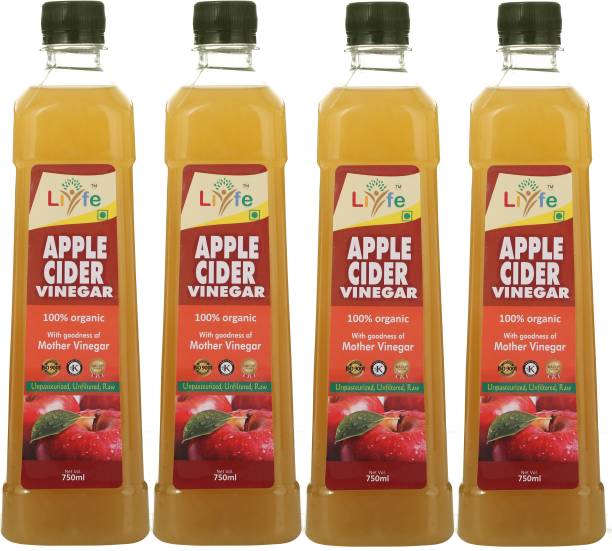 LIYFE Organic Apple Cider Vinegar with Mother of Vinegar for Weight Loss Vinegar  750ml (Pack of 4) Vinegar