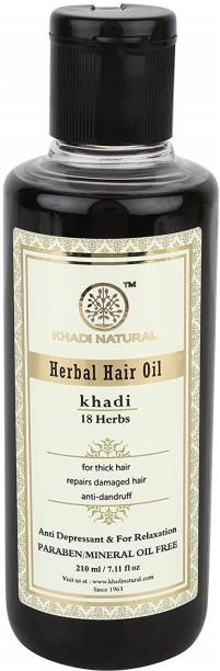 KHADI NATURAL Ayurvedic 18 Herbs Hair Oil Without Mineral Oil, 210ml Hair Oil