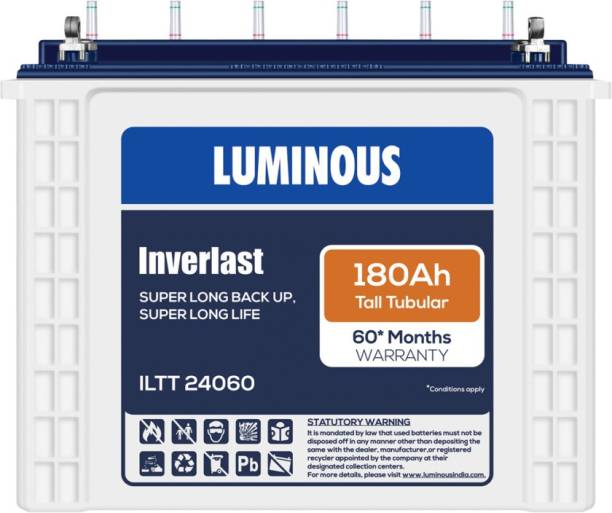 LUMINOUS Inverlast ILTT24060 180Ah Tall Tubular Battery Tubular Inverter Battery