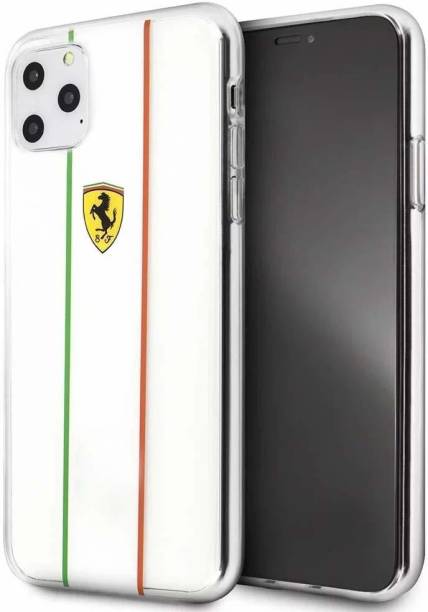 Ferrari Back Cover for Apple iPhone 11 Pro Max Fiorano White Stripe Clear series Back Case