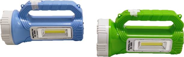 SUPERLITE 12 Watt LED Rechargeable Torch With COB Light in side -2 pcs combo Green&Blue Torch