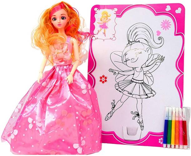 TEMSON Beautiful Princess Doll with Sketch Pen & A Coloring Pad