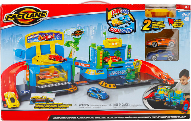 fast lane color change car wash playset