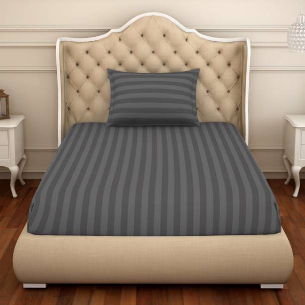 SPACES 210 TC Cotton Double Striped Flat Bedsheet