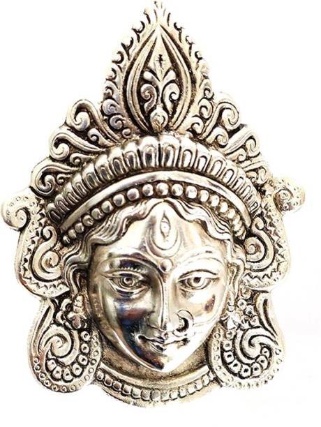 Puja N Pujari Maa Durga Face Mask Wall Hanging Metal Idol for Wall Decor Decorative Showpiece  -  16 cm