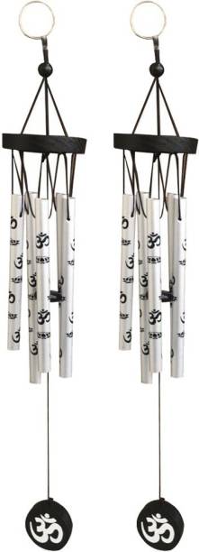 Ryme Combo Of Silver Om Wind Chimes For Home Positive Energy With Good Sound (Pack Of 2) Brass Windchime