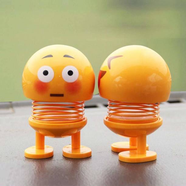 india fun zone Cute Emoji Bobble Head Dolls, Funny Smiley Face Springs Dancing Toys for Car Dashboard Ornaments, Party Favors, Gifts, Home Decorations (Set of 2 pcs)