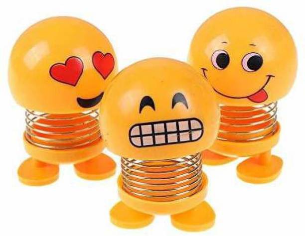 india fun zone Spring Emoji Shaking Head Dolls Smiley Face Dancing Noddig Toys Theme Party Favors Car Dashboard Table Decoration(Set of 3)