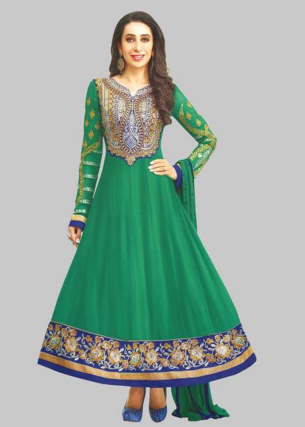 Semi Stitched Georgette Salwar Suit Material Embroidered Price in India