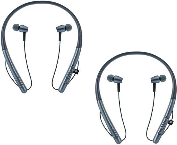 FKU Set of 2 HI Bass Magnetic Bluetooth Earphone wit Mic and Memory Card Slot 64 GB MP3 Player