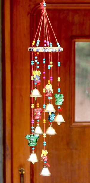 window hanging 40" door Wind chime handcrafted clay mini Parrots wall