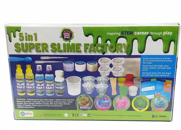 Ekta Latest 5 in 1 Super Slime Factory Making kit for Kids, Learn How to Make Your Favourite Slime in House