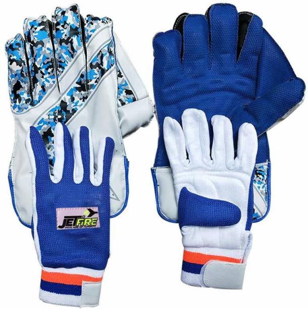 JetFire Youth Wicket Keeping Gloves With Inner Gloves (Age Group 8-15 Year) (Blue, Youth) Wicket Keeping Gloves
