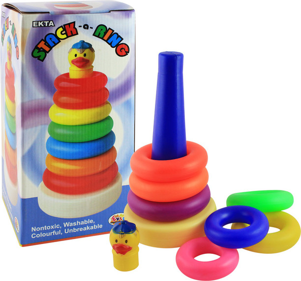 Fisher-Price Rock-a-Stack Baby Toy 5-Color Rings Play Grasping /& Stacking Games