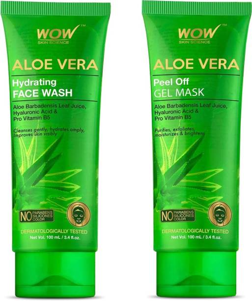 WOW SKIN SCIENCE Soft Skin Kit - ( Aloe Vera Face Wash tube + Aloe Vera Peel Off Face Mask) - 200mL