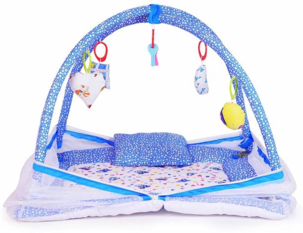 HARSHIKA ENTERPRISES Polyester Kids Washable Baby Kick and Play Gym with Mosquito Net and Baby Bedding Set Mosquito Net