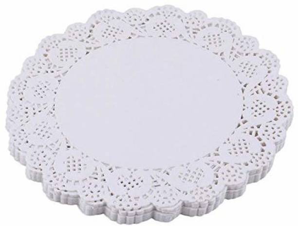 tirupaticollection White Round Lace Paper Doilies Doyleys Coasters Paper mat Cake Mat Craft Wedding Christmas Table Decoration 100 pcs (5.5 inches)