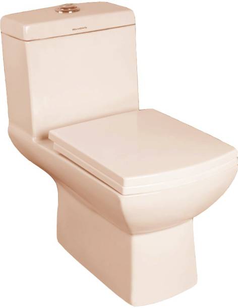 BM BELMONTE Ceramic Floor Mounted One Piece Western Toilet/Water Closet/EWC Square S Trap 220mm/8.5 Inch with Slow Motion/Soft Close Slim Seat Cover Western Commode