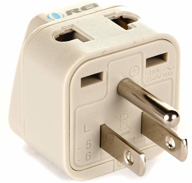 OREI India to USA, Japan, Philippines & More (Type B) Travel Adapter Plug - 2 in 1 - CE Certified - White Color Worldwide Adaptor