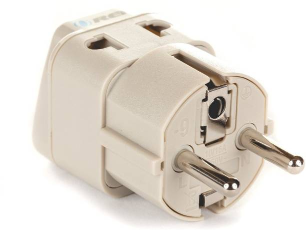 OREI India to European Schuko (Type E/F) Travel Adapter Plug - 2 in 1 - CE Certified - White Color Worldwide Adaptor