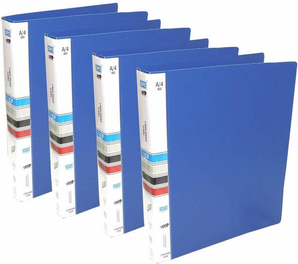 KATARIA Plastic 2D Ring Binder File, A4 (Blue Ring Binder File-4Pack) - Pack of 4