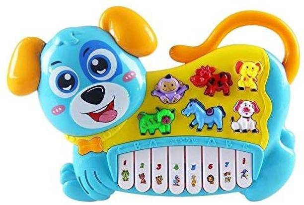 Toyvala Cute Puppy Shaped Musical Piano With Music, Animal sounds and Flashing Lights Toy for Kids