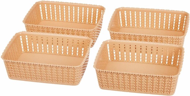 Transparent Storage Baskets Set Bblie 6-pack Plastic Baskets With Handles