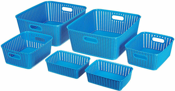 Transparent Storage Baskets Set Bblie 6-pack Plastic Baskets With Handles