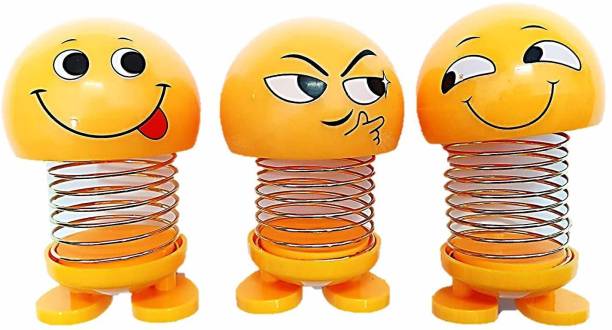 india fun zone BEST SELLER Premium .3.. Pieces Cute Emoji Bobble Head Dolls, Funny Smiley Face Springs Dancing Toys for Car Dashboard Ornaments, Party Favors, Gifts, Home Decorations and Gifting by Decoration Homey (Set of 3)