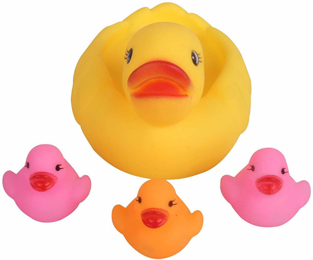 4PCS Baby Bathing Developmental Toys Water Floating Squeaky Rubber Ducks //KT