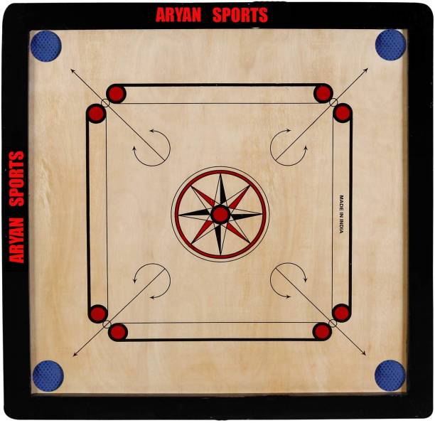 Aryan Sports Round Pocket Carrom Board with Coins,Striker &,Powder (SMALL-20 Inch) 3 MM Ply 5.08 cm Carrom Board