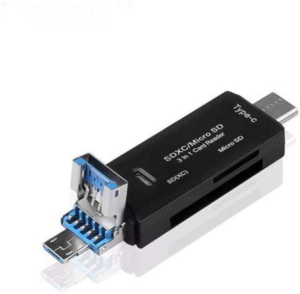 Pitambara 3 in 1 USB 2.0/ Type C / Micro USB OTG Card Reader, Flash Drive Multifunction Adapter Connector High Speed TF OTG Memory Card Reader Card Reader
