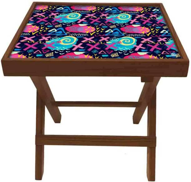 Nutcase Trendy Colorful Pattern Solid Wood Side Table